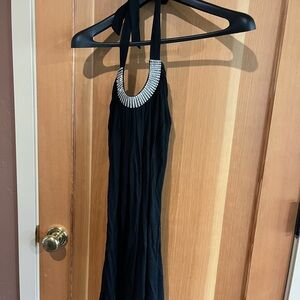 Alythea Black Backless Dress with Silver Embellishments